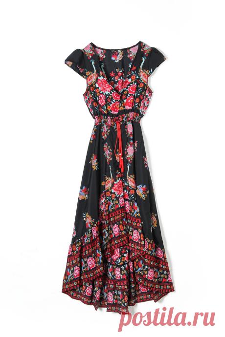 Колокольчик Лето Boho платье Etehnic Sexy печати Ретро Винтаж платье с бахромой пляжное платье в богемном стиле хиппи платье халат Vstidos Mujer купить на AliExpress