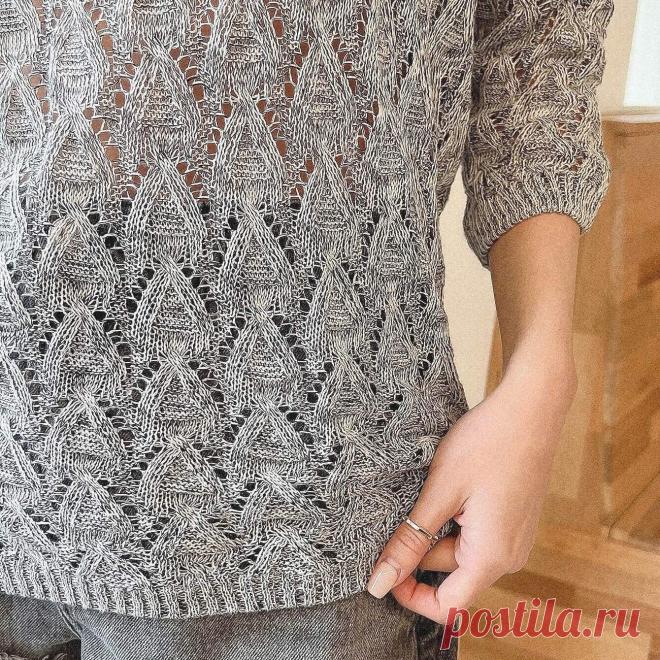 Ажурный пуловер Шейн из меланжевой пряжи. Интересный и простой узор. Делюсь схемой | Вяжем... Сегодня предлагаю вашему вниманию лёгкий ажурный пуловер, который украсит в прохладный летний вечер. Идея взята с сайта магазина Шейн.
