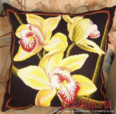 Подушка Орхидея - Cymbidium 3cc Вышивка крестом схемы