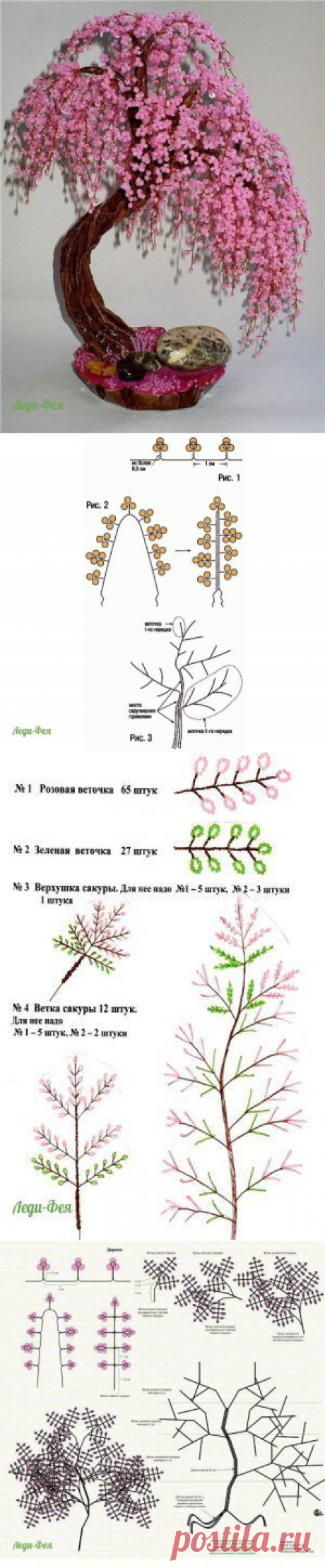 Сакура из бисера схемы