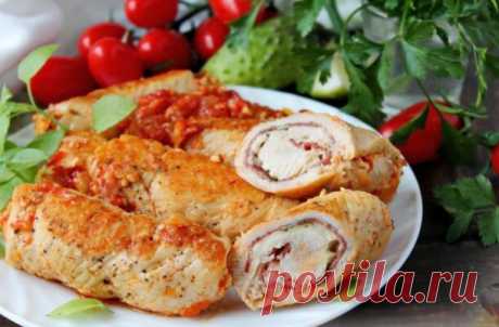 Куриные рулеты с ветчиной и сыром запечённые в духовке - Home-Cook.Net