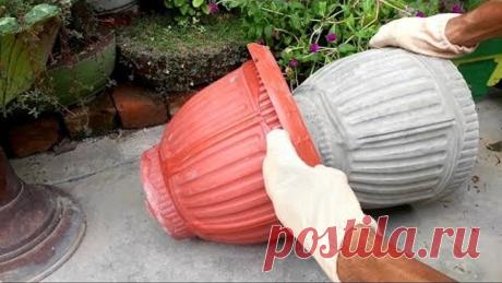 How to make beautiful cement pot at home easily || Creative flower pots ideas.
