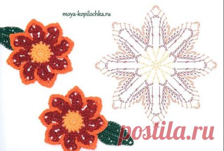 Вязаные цветы. 100 цветочных мотивов для вязания крючком со схемами.