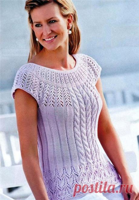 Вяжем красивый ажурный топ/кофточку с кокеткой. Подробный мастер-класс от Lana Vi