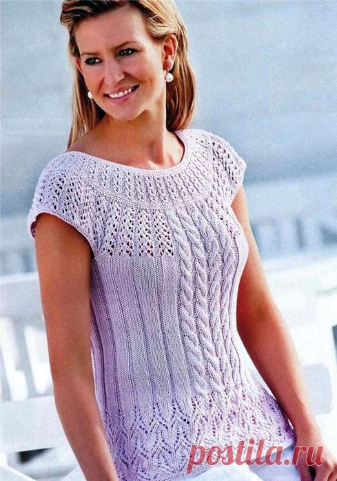 Вяжем красивый ажурный топ/кофточку с кокеткой. Подробный мастер-класс от Lana Vi