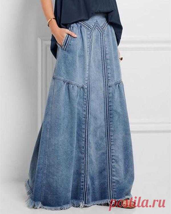Blue Basic Plain Denim Shift Skirts – ixtws