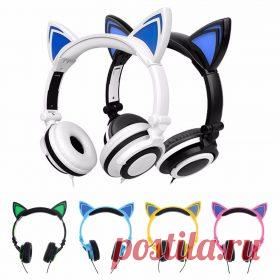Светящиеся наушники с ушками для девочек