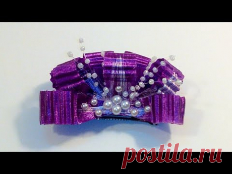 Заколка из лент своими руками / Проклеенная лента / Hairpins made of satin ribbons