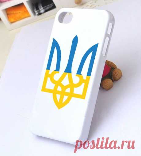 Чехол для iPhone 5/5S с сине-желтым гербом Украины (белый)