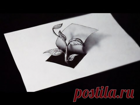 Как нарисовать 3D рисунок простым карандашом ИЛЛЮЗИЯ на бумаге
