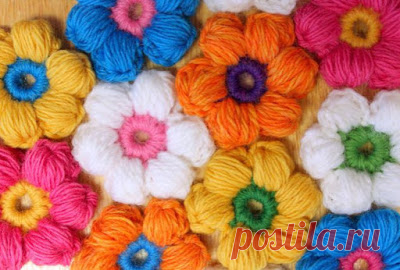 Схемы вязание объемных цветов крючком