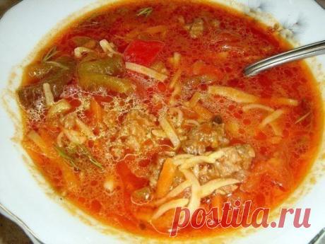 Вкусный острый суп с лапшой