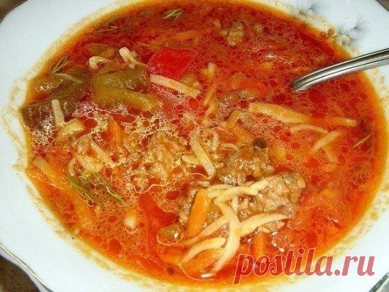 Вкусный острый суп с лапшой