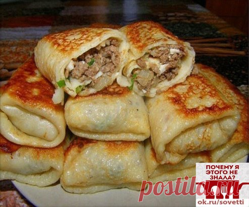 15 самых вкусных начинок для блинчиков. 1. Блины с начинкой из яиц Состав: 4 яйца, 50 гр. зеленого лука, 5-10 гр. укропа, соль. Отварить 4 яйца. Натереть вареные яйца на терку. Обжарить зеленый лук 50 гр. Укроп 5-10 гр. Соль по вкусу. 2. Творожная начинка в блины Состав: Творог 500 гр., 1 желток яйца, 2 столовые ложки сахара, 50 гр. изюма. Берем творог, добавляем в него один желток, сахар, перетираем все с творогом. В получившуюся массу добавляем изюм. Предварительно замоченный в кипятке. 3. Кур