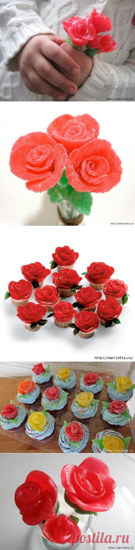 Сладкие розочки из мармеладок. Мастер-классы.