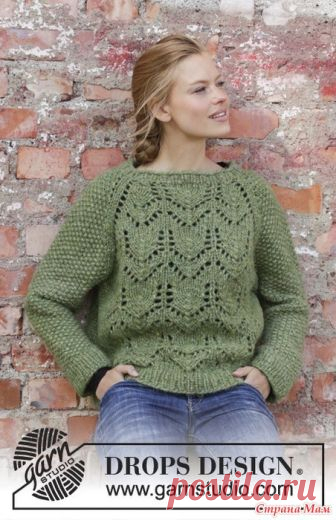 Джемпе\реглан Miss Moss. Спицы. Размер(ы): S - M - L - XL - XXL – XXXL  Вам потребуется: 400-450-500-500-550-650 г пряжи DROPS AIR от Garnstudio (принадлежит к группе пряжи C), цвет 12, зелёный мох  СПИЦЫ: