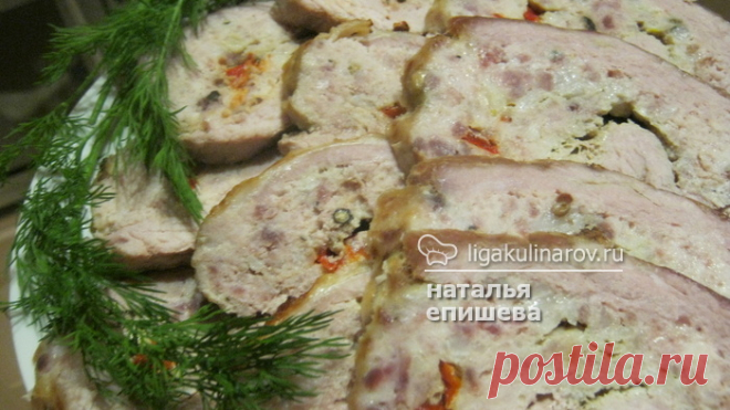 Свиной рулет с салом и чесноком - рецепт пошаговый с фото
