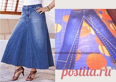 Calça jeans reciclada com desenho da transformação