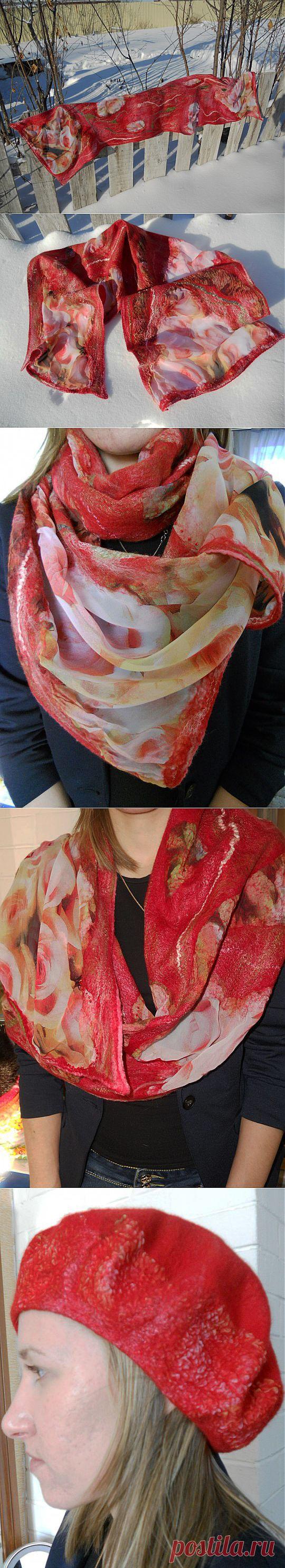 Валяние. Приваливание обычного шифона (не натурального) к шерсти. Стыковка прошла успешно. | РУКОДЕЛИЕ