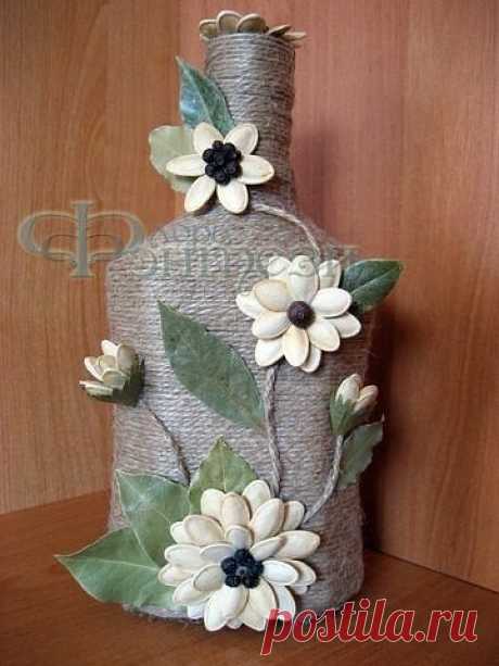 Декорированная бутылка "Тыковка"