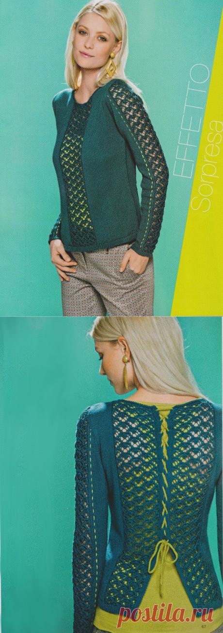 Элегантная кофта со шнуровкой на спине.