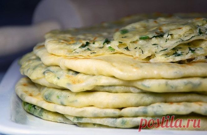 Нежные лепёшки с сыром и зеленью