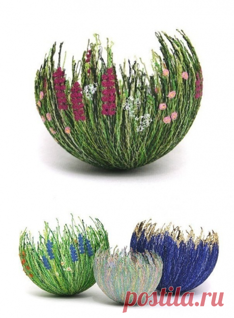 Весенние чаши из ниток