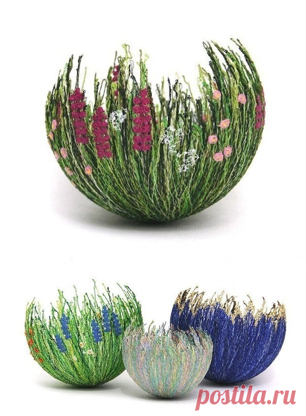 Весенние чаши из ниток