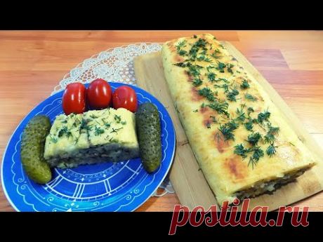 Рулет из картофельного пюре с фаршем и сыром