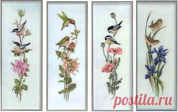 Птицы • Вышитые панно.