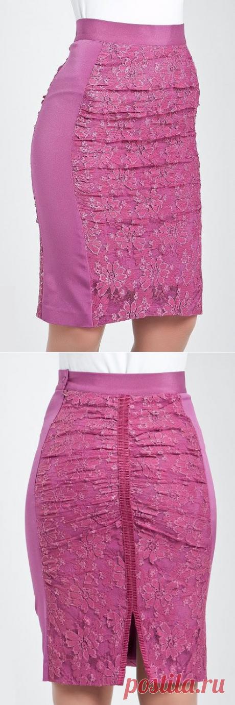 ЮБКА-КАРАНДАШ С АЖУРНЫМИ ВСТАВКАМИ