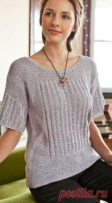 Простой пуловер спицами