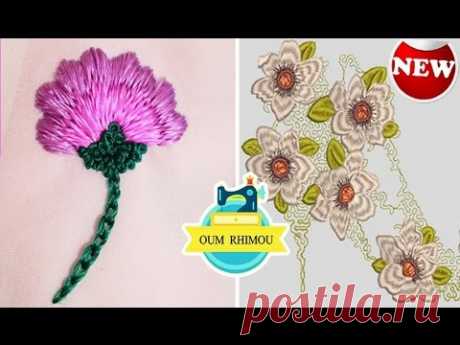 ‫جديد طرز الرباطي بالخطفة طريقة جد بسيطة | Hand Embroidery Stitch and Flower‬‎ - YouTube