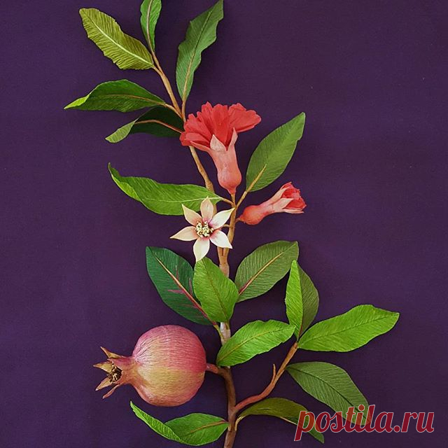 Pomegranate.  #projectdelany  German doublette, 160g florist crepe, and Italian 180g florist crepe, and spun cotton form, #castleintheair