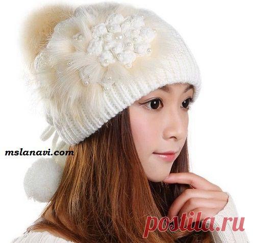 Мисс Лана Ви | Ms Lana Vi » Белая шапочка спицами с узором “вафли”