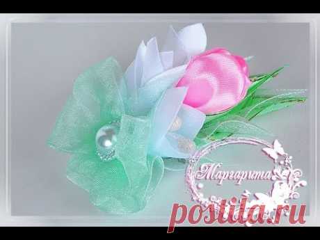 ПОДАРОК на 8 МАРТА магнит-брошка канзаши своими руками 🌷 Gift on March 8