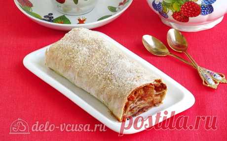 Ленивый яблочный штрудель из лаваша, пошаговый рецепт с фото