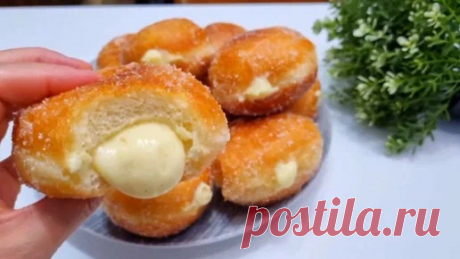 ПОНЧИКИ ДОНАТСЫ с Ванильным Заварным Кремом! Вкуснющие Берлинеры! Donuts with Vanilla Pastry Cream! | Бухарская Кухня | Дзен