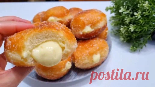 ПОНЧИКИ ДОНАТСЫ с Ванильным Заварным Кремом! Вкуснющие Берлинеры! Donuts with Vanilla Pastry Cream! | Бухарская Кухня | Дзен
