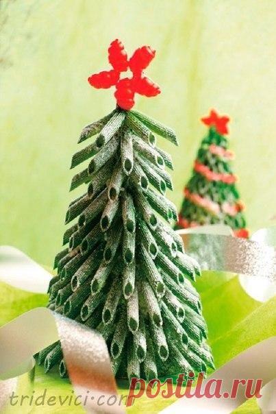 Ёлка из макарон - Новогодние поделки