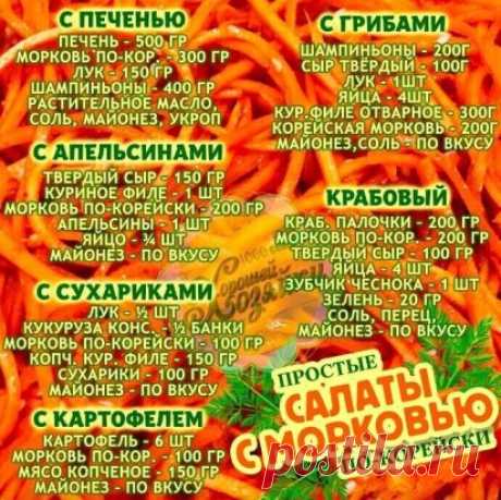 Салаты с корейской морковью.