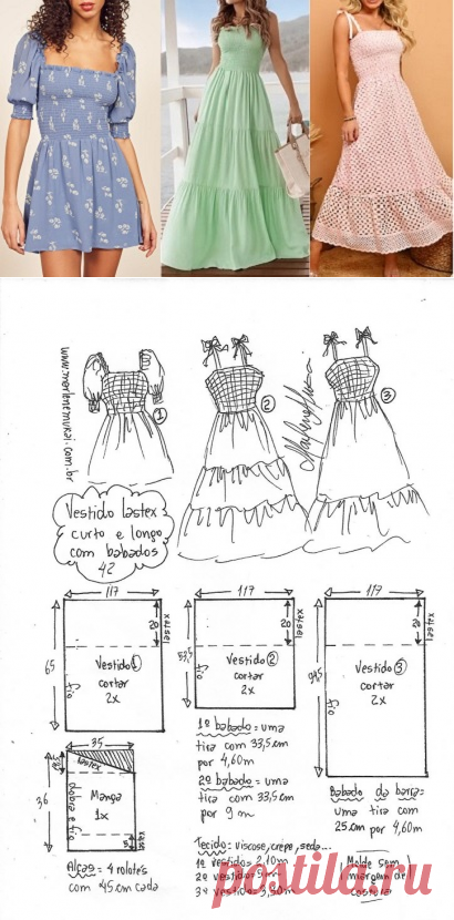 Vestido de lastex (curto ou longo, com ou sem babados, com alça ou manga) – Marlene Mukai
