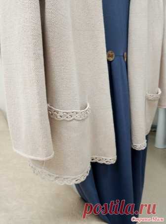 Кардиган летний из хлопка с вискозой. Здравствуйте дорогие вязальщицы. Хочу показать вам летний кардиган, который уже ношу. Связан из пехорки жемчужной. Отделка крючм. Может кому то понравится такой вариант.