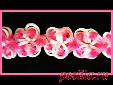 Flower Power Rainbow Loom Bracelet without a Loom/ on 2 Forks