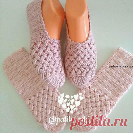 Очень красивые тапочки крючком