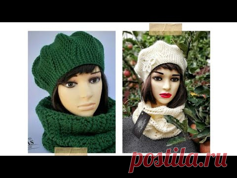 Как связать берет укорочеными рядами Простой берет спицами часть 1