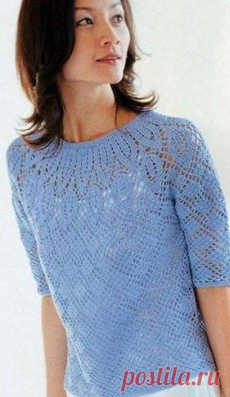 Кофта с круглой кокеткой крючком