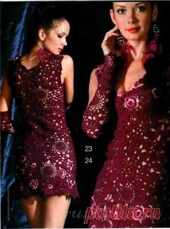 Ажурное платье вязаное крючком