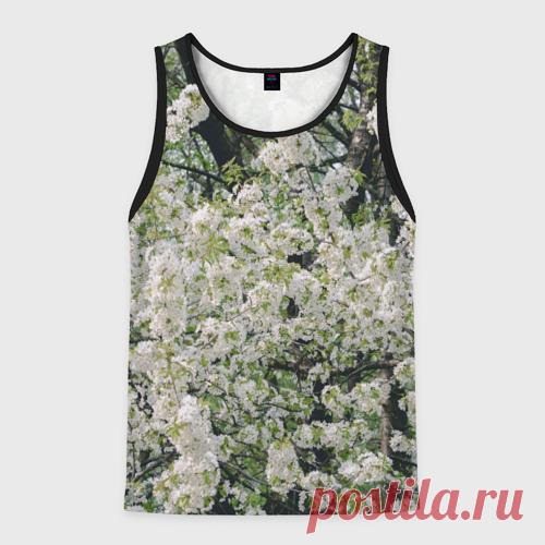 Мужская майка 3D Цветущая вишня, фотография Майка 3D изготовлена из гладкой, тактильно приятной синтетической ткани