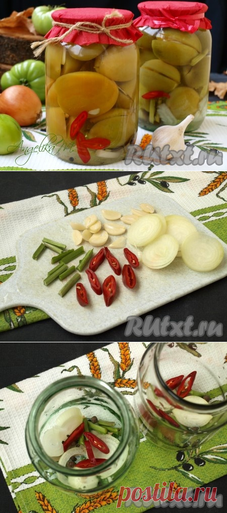 Зелёные помидоры с чесноком внутри на зиму - рецепт с фото